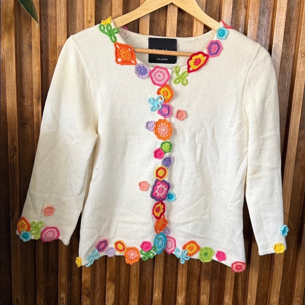 Vintage Michael Simon Buttoned Front Knitted Patc… - image 2